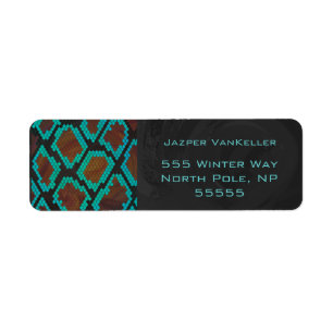 Monogram Snake Brown and Teal Print