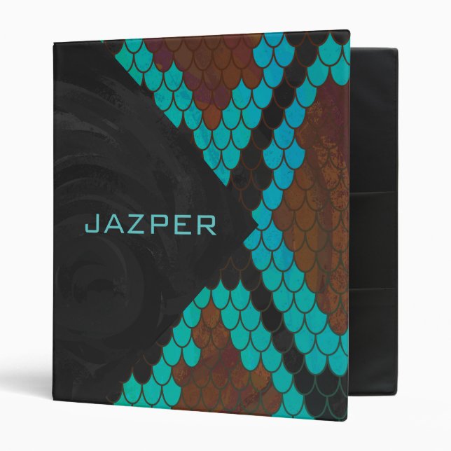 Monogram Snake Brown and Teal Print Binder (Front/Inside)
