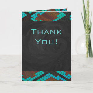 Monogram Snake Brown and Teal Print Card