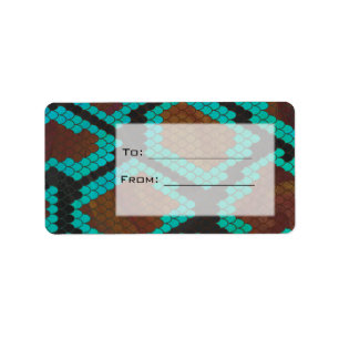 Monogram Snake Brown and Teal Print Label