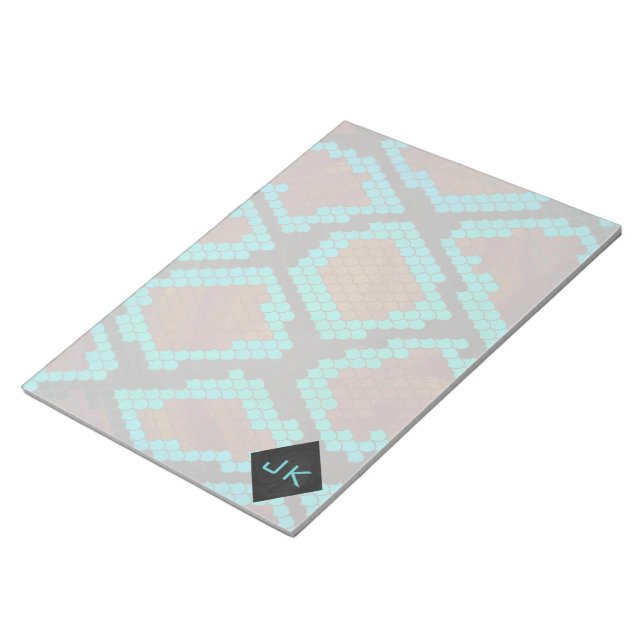 Monogram Snake Brown and Teal Print Notepad (Angled)