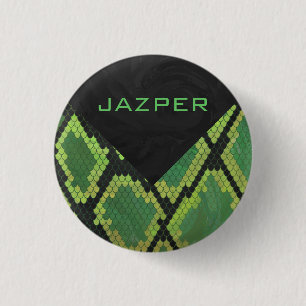 Monogram Snake Green and Black 1 Inch Round Button