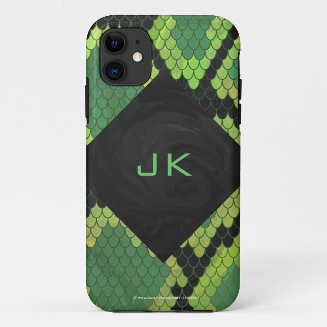 Monogram Snake Green and Black Case-Mate iPhone Case (Back)