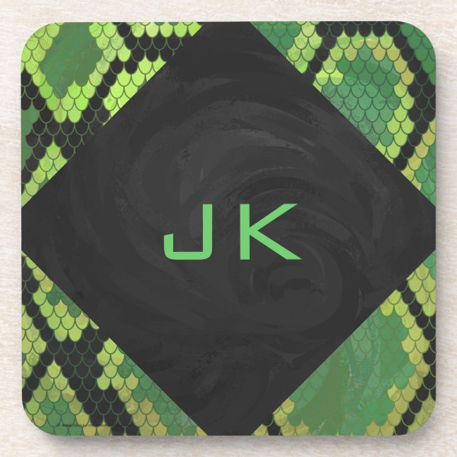 Monogram Snake Green and Black Coaster (Front)