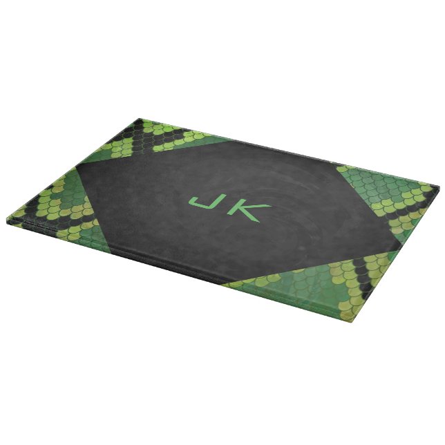 Monogram Snake Green and Black Cutting Board (Corner)