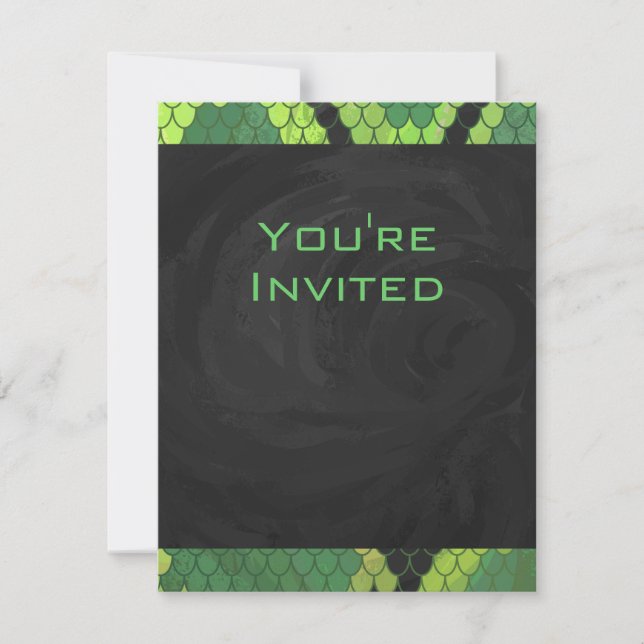 Monogram Snake Green and Black Invitation (Front)