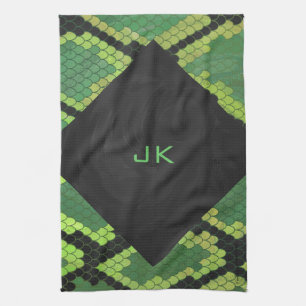Monogram Snake Green and Black Kitchen Towel