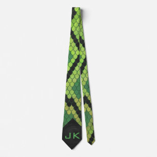 Monogram Snake Green and Black Tie