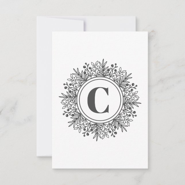 Monogram Snowflake Christmas Thank You Card (Front)