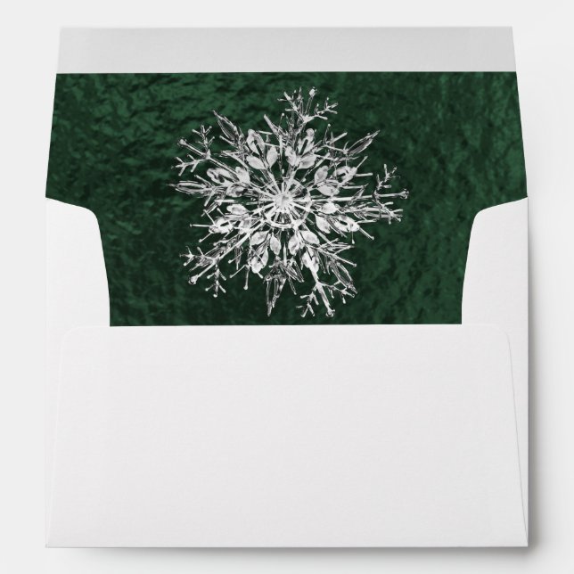 Monogram & Snowflake - Green/Silver Envelope (Back (Bottom))