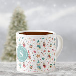 Monogram Snowman & Sweets Pattern 6oz Espresso Cup<br><div class="desc">Cute snowman and sweets pattern is wrapped around this 6oz. specialty cup with single initial framed and centred. Perfect gift for any cappuccino or espresso drinker. Easily change initial using the Template provided. This makes a lasting keepsake gift for family or friend. See "About This Product" at side for more...</div>