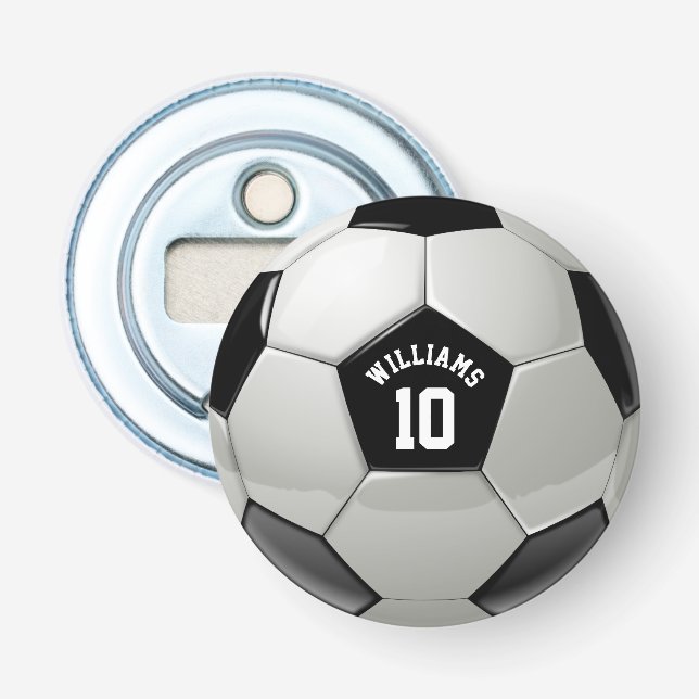 Monogram Soccer Ball Association Football Sports Bottle Opener (Front)