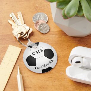 Monogram soccer ball custom text keychain