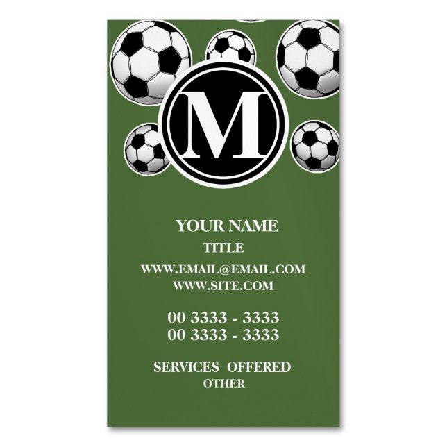 Monogram Soccer - Tree Top Magnetic Business Card (Front Vertical)