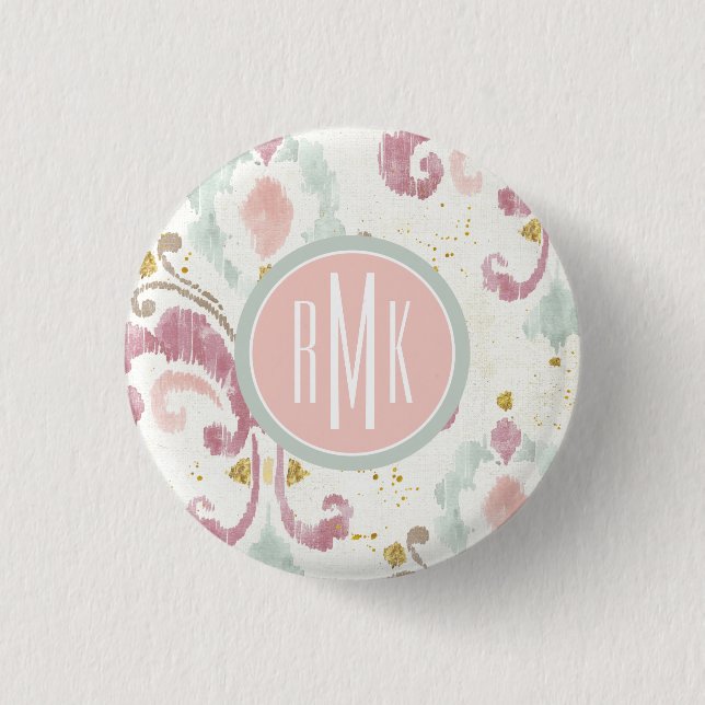 Monogram | Soft Deco Pattern 1 Inch Round Button (Front)