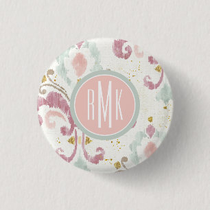 Monogram Soft Deco Pattern 1 Inch Round Button