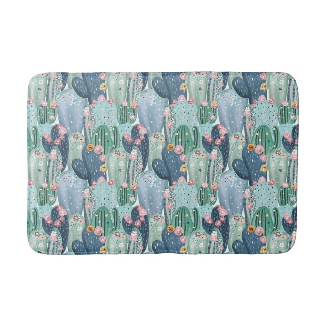 Monogram | Soft Patel Cactus Pattern Bath Mat (Front)