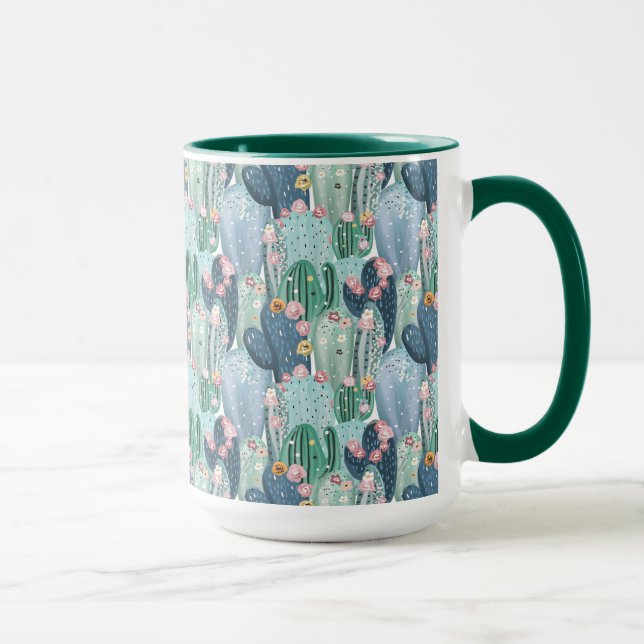 Monogram | Soft Patel Cactus Pattern Mug (Right)