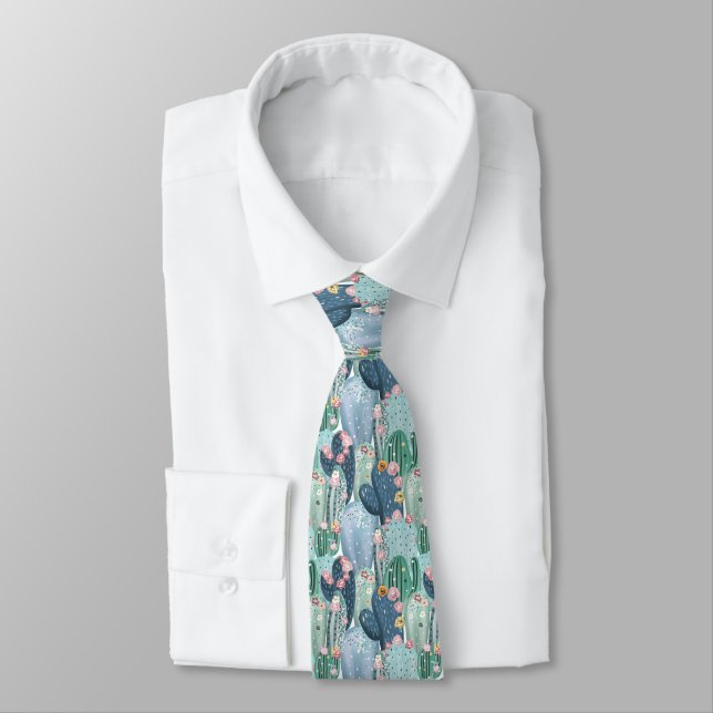 Monogram | Soft Patel Cactus Pattern Tie (Tied)