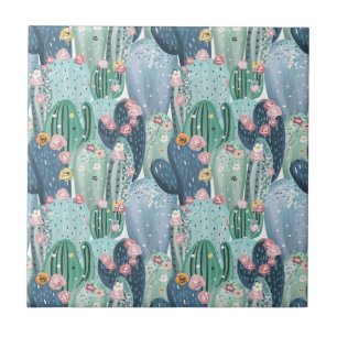 Monogram   Soft Patel Cactus Pattern Tile