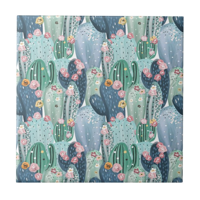 Monogram | Soft Patel Cactus Pattern Tile (Front)