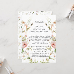 Monogram Soft Pink Floral Wreath Wedding Invitation