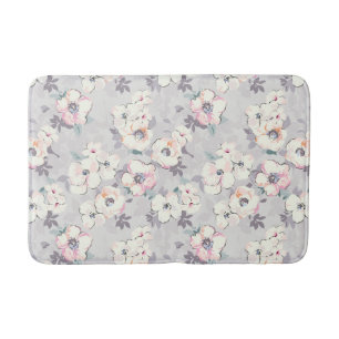 Monogram   Soft Pink Watercolor Pattern Bath Mat