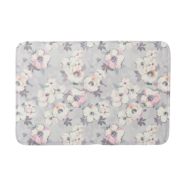 Monogram | Soft Pink Watercolor Pattern Bath Mat (Front)