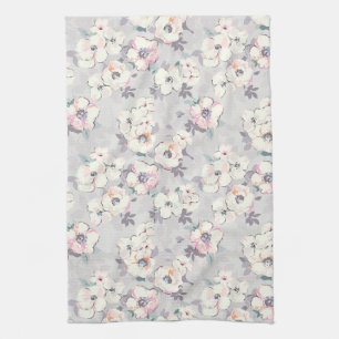 Monogram   Soft Pink Watercolor Pattern Kitchen Towel