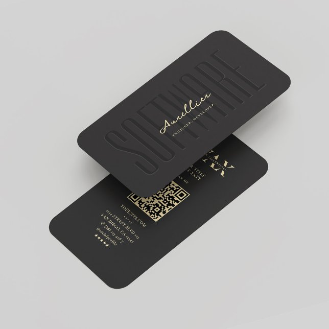 Monogram Software Engineer Modern Black Gold Business Card (Monogram Software Engineer Modern Black Gold Business Card
)