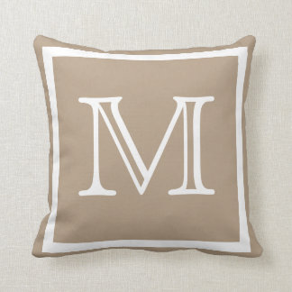 MONOGRAM Solid beige  Tan taupe plain pillow