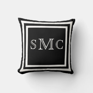 MONOGRAM Solid black white plain pillow
