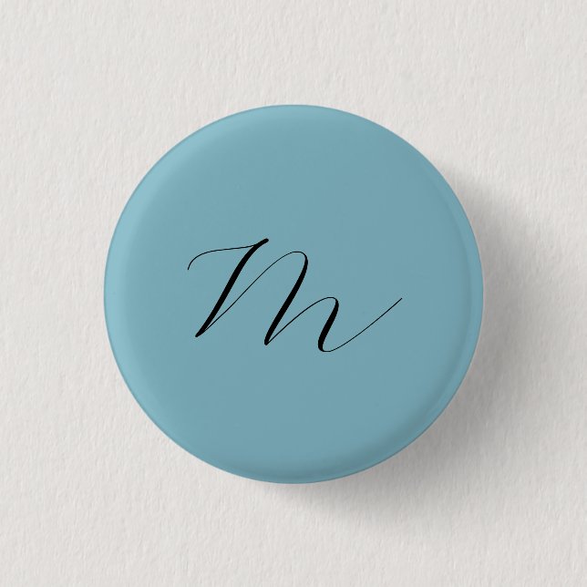 Monogram Solid Blue Pastel Minimalist Professional 1 Inch Round Button (Front)