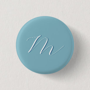Monogram Solid Blue Pastel Minimalist Professional 1 Inch Round Button