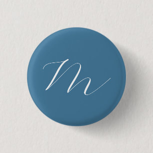 Monogram Solid Blue Pastel Minimalist Professional 1 Inch Round Button