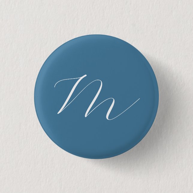 Monogram Solid Blue Pastel Minimalist Professional 1 Inch Round Button (Front)