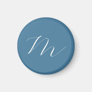 Monogram Solid Blue Pastel Minimalist Professional Magnet