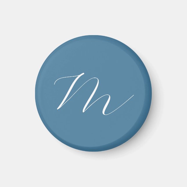 Monogram Solid Blue Pastel Minimalist Professional Magnet (Front)