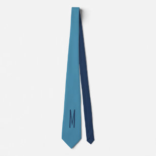 Monogram Solid Blue Pastel Minimalist Professional Tie