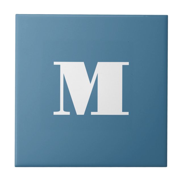 Monogram Solid Blue Pastel Minimalist Professional Tile (Front)