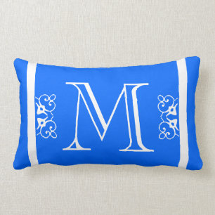 MONOGRAM solid bright sky Blue coloured custom Lumbar Pillow