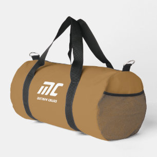 Monogram Solid Brown Name Text Simple for Him Duffle Bag