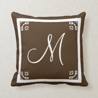 MONOGRAM solid brown personalized custom Throw Pillow