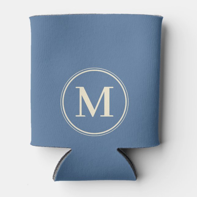 Monogram Solid Capri Blue Colour  Can Cooler (Front)