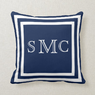 MONOGRAM Solid dark blue Simple plain pillow