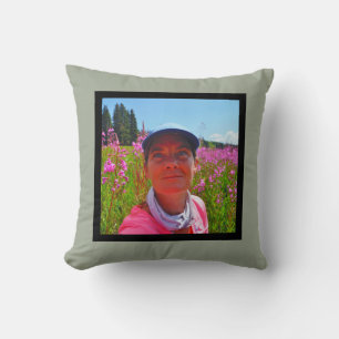 MONOGRAM solid grey and white add instagram photo Throw Pillow