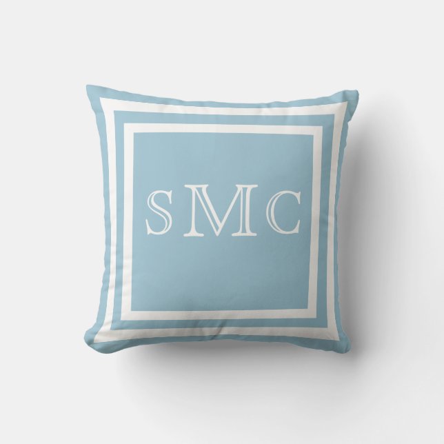 MONOGRAM Solid light blue plain pillow (Front)