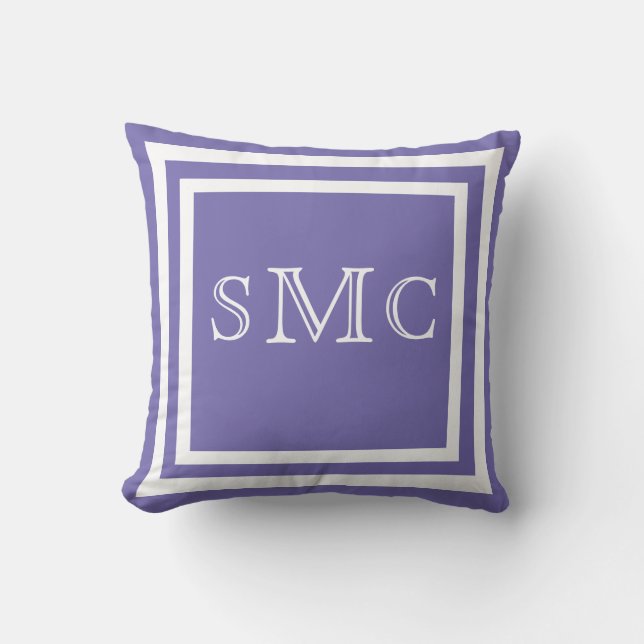 MONOGRAM Solid light purple white plain pillow (Front)