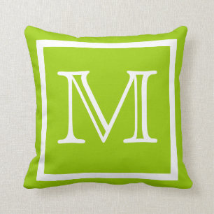MONOGRAM solid lime green pillow