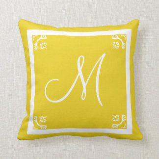 MONOGRAM solid muted mustard personalized custom Throw Pillow